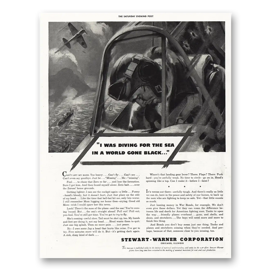 1943 Stewart Warner Diving for the Sea Vintage Magazine Print Ad