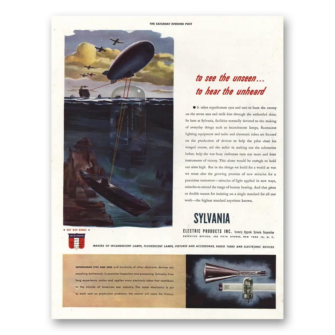 1943 Sylvania See the Unseen Vintage Magazine Print Ad