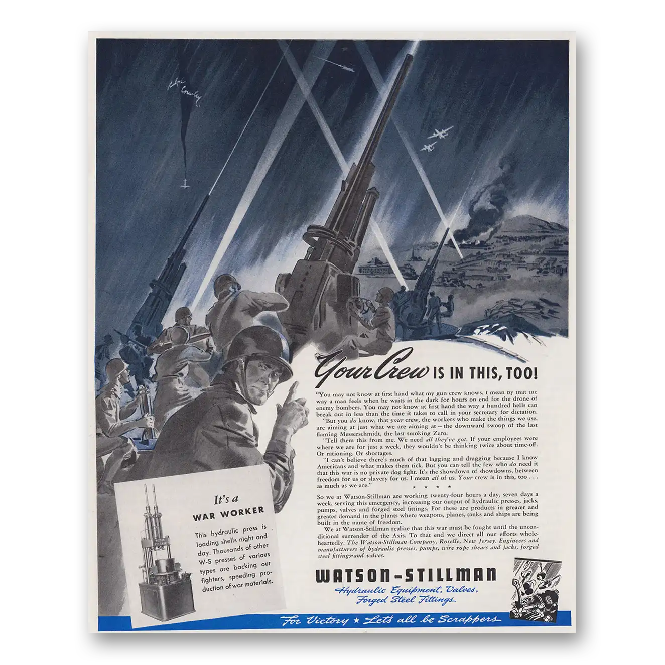 1943 Watson Stillman Your Crew Is In This Vintage Magazine Print Ad