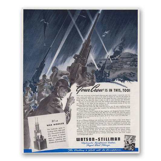 1943 Watson Stillman Your Crew Is In This Vintage Magazine Print Ad