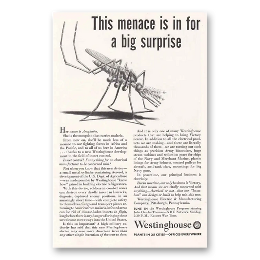 1943 Westinghouse This Menace is in for a Big Surprise Vintage Magazine Print Ad