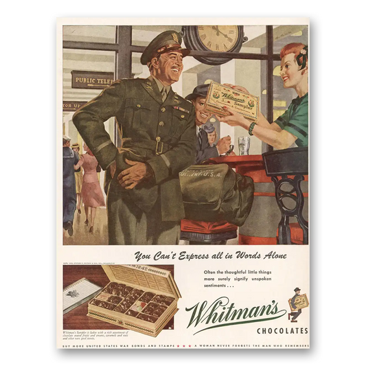 1943 Whitmans Chocolates You Can't Express All in Words Alone Vintage Magazine Print Ad