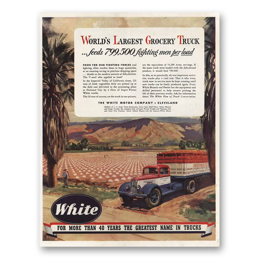 1943 White Trucks Largest Grocery Truck Vintage Magazine Print Ad