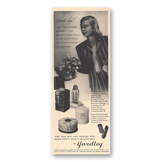 1943 Bond Street Perfume Hearts High Until V Day Vintage Magazine Print Ad