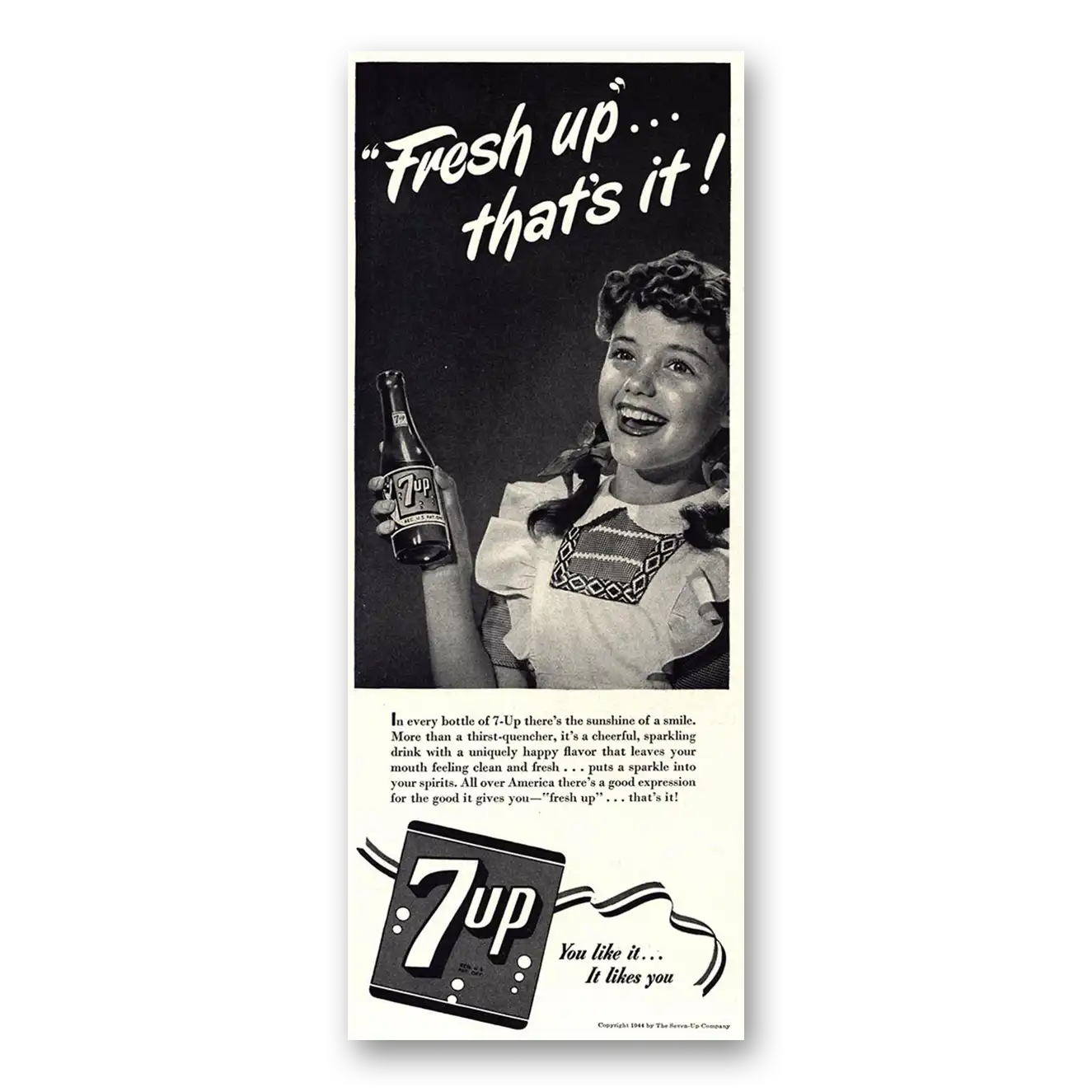 1944 7Up Fresh Up That’s It Vintage Magazine Print Ad