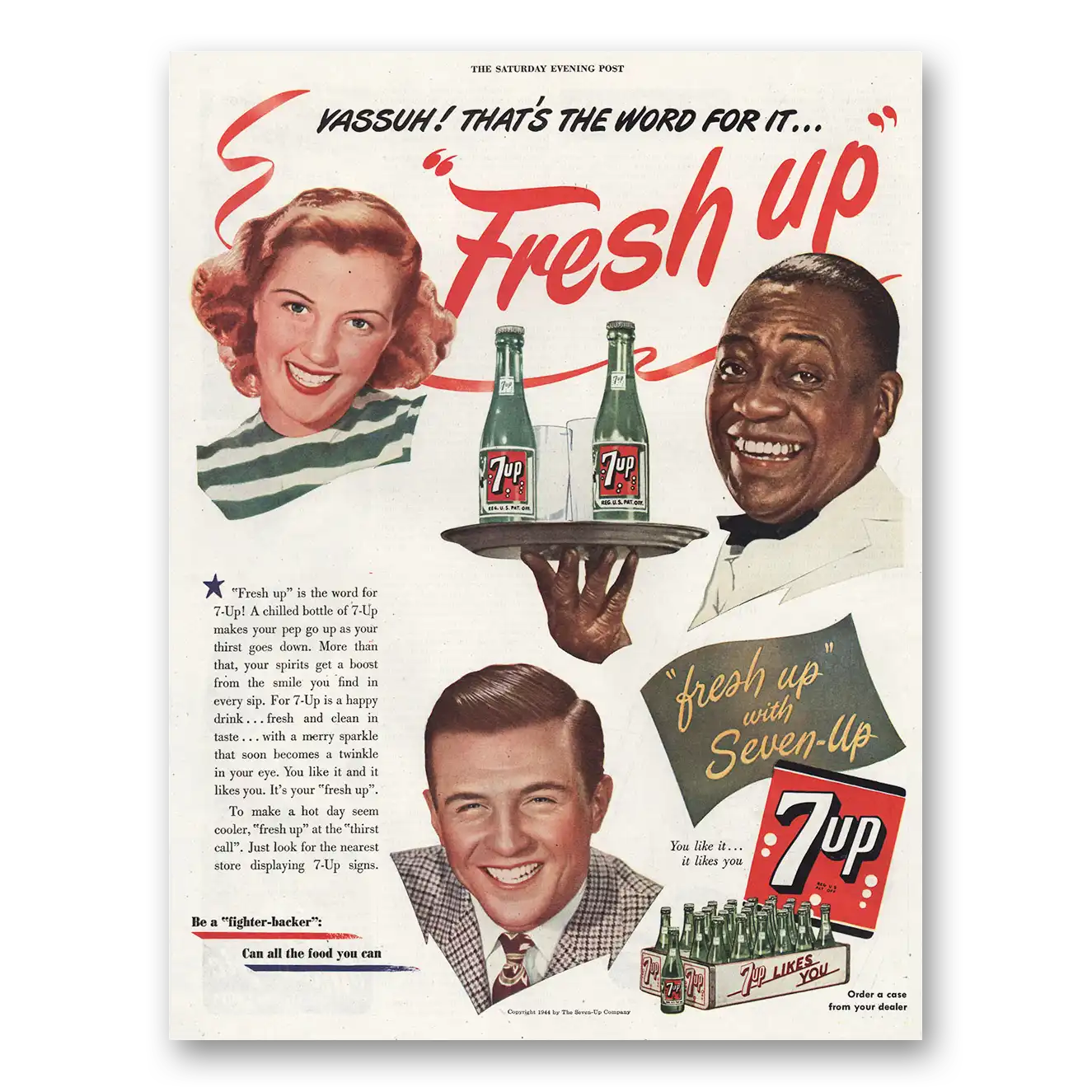 1944 7Up Yassuh Thats the Word Vintage Magazine Print Ad