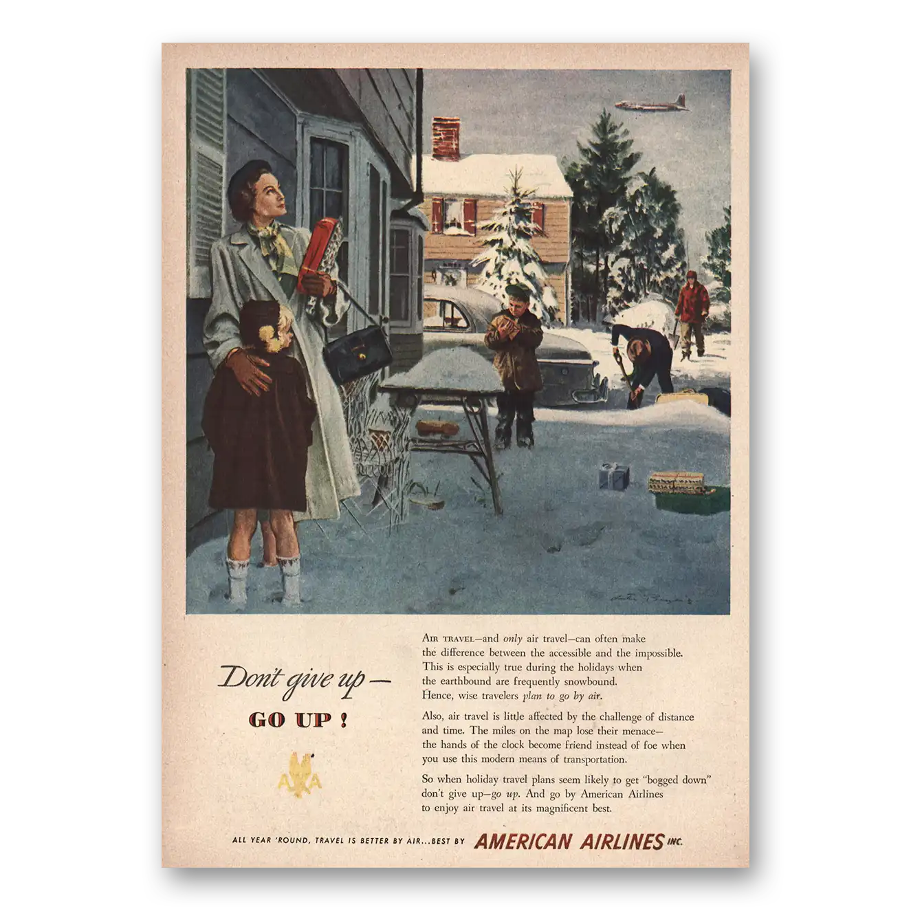 1944 American Airlines Don’t Give Up Go Up Vintage Magazine Print Ad