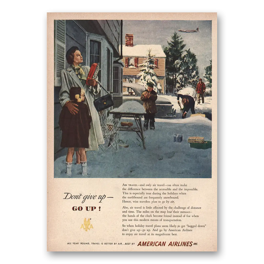 1944 American Airlines Don’t Give Up Go Up Vintage Magazine Print Ad