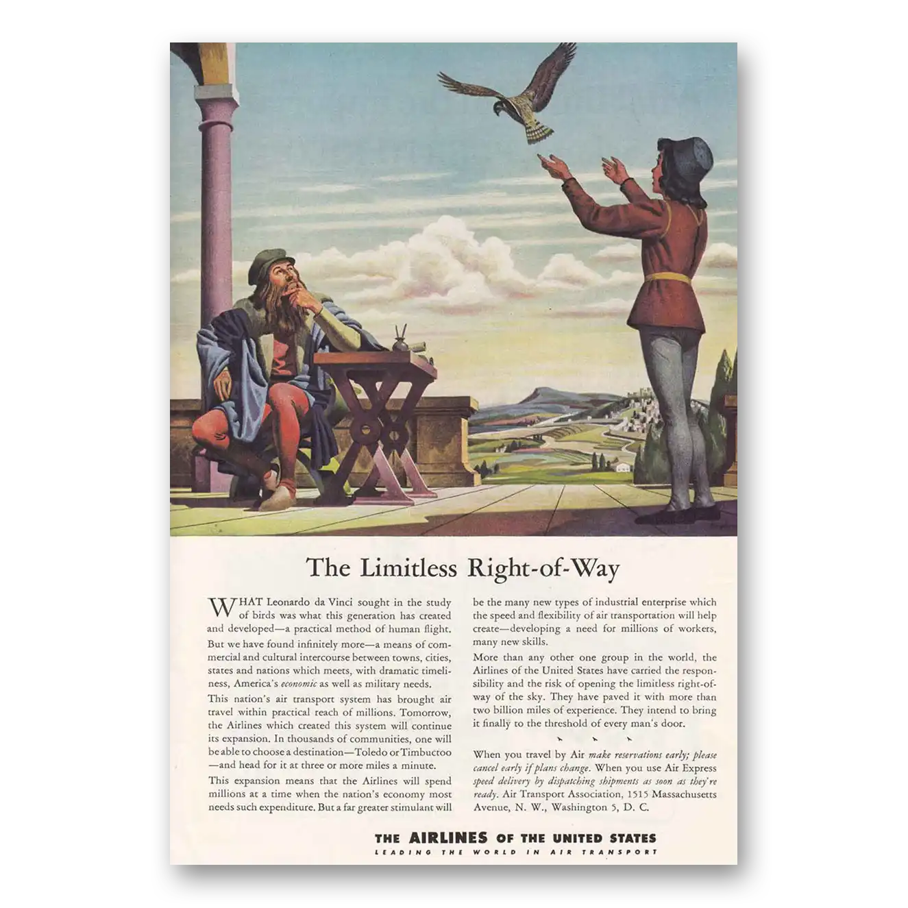 1944 Air Transport Association Limitless Right of Way Vintage Magazine Print Ad