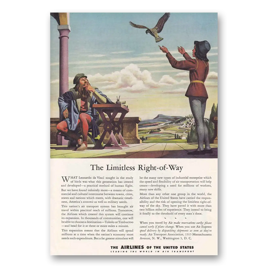 1944 Air Transport Association Limitless Right of Way Vintage Magazine Print Ad