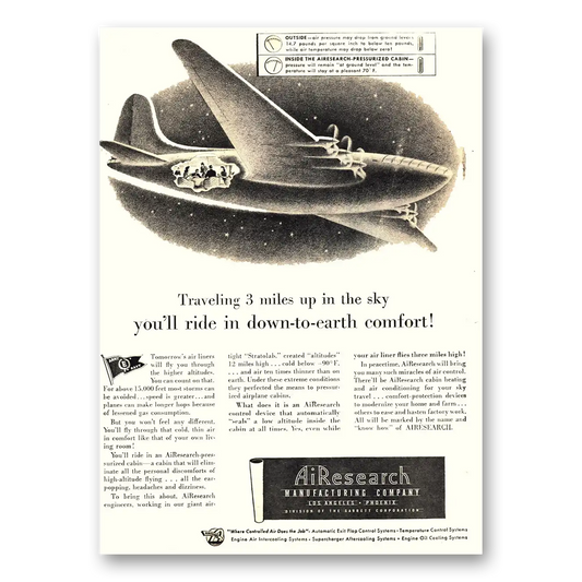 1944 Garrett AiResearch Earth Comfort Vintage Magazine Print Ad