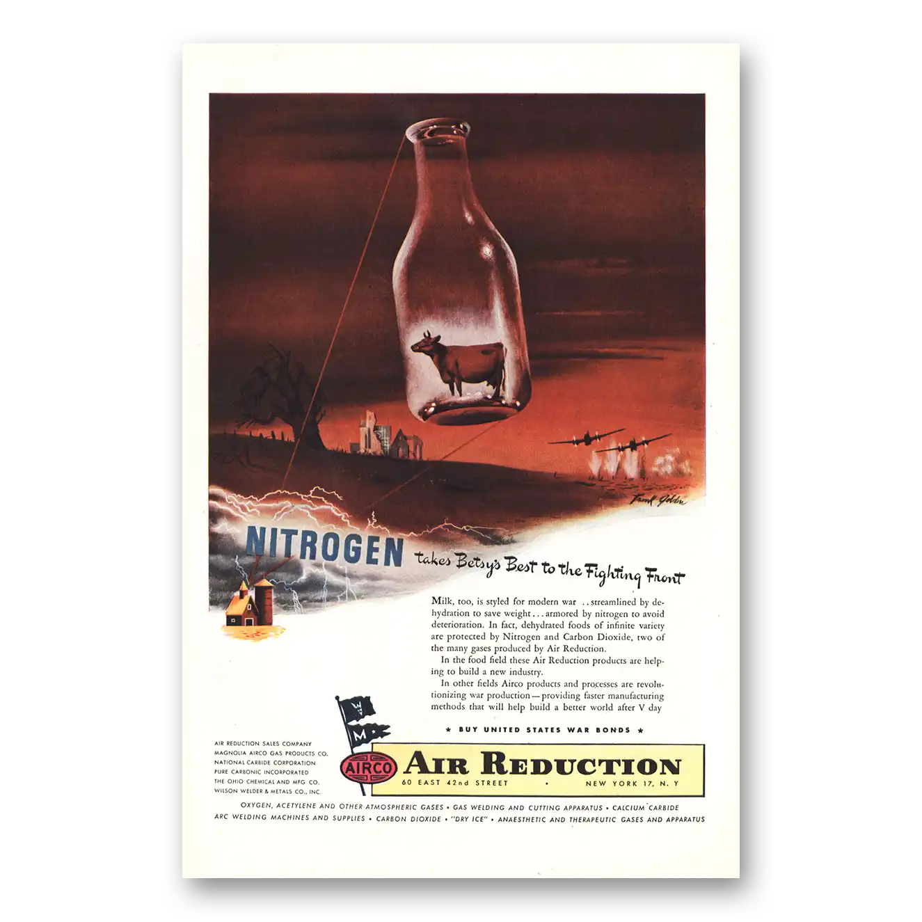 1944 Air Reduction Airco Nitrogen Betseys Best Vintage Magazine Print Ad