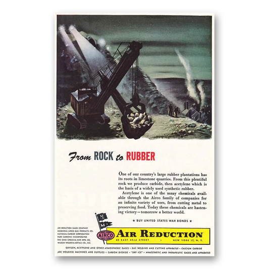 1944 Air Reduction Airco From Rock to Rubber Vintage Magazine Print Ad