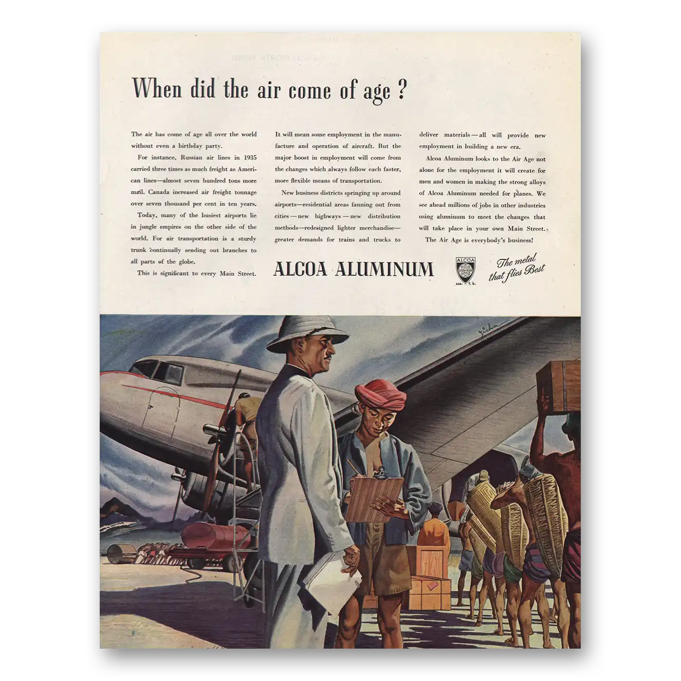 1944 Alcoa When Did the Air Come of Age Vintage Magazine Print Ad