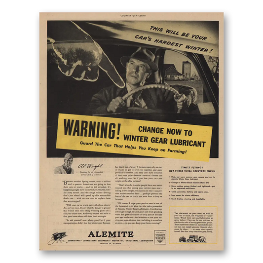 1944 Alemite Winter Gear Lubricant Vintage Magazine Print Ad