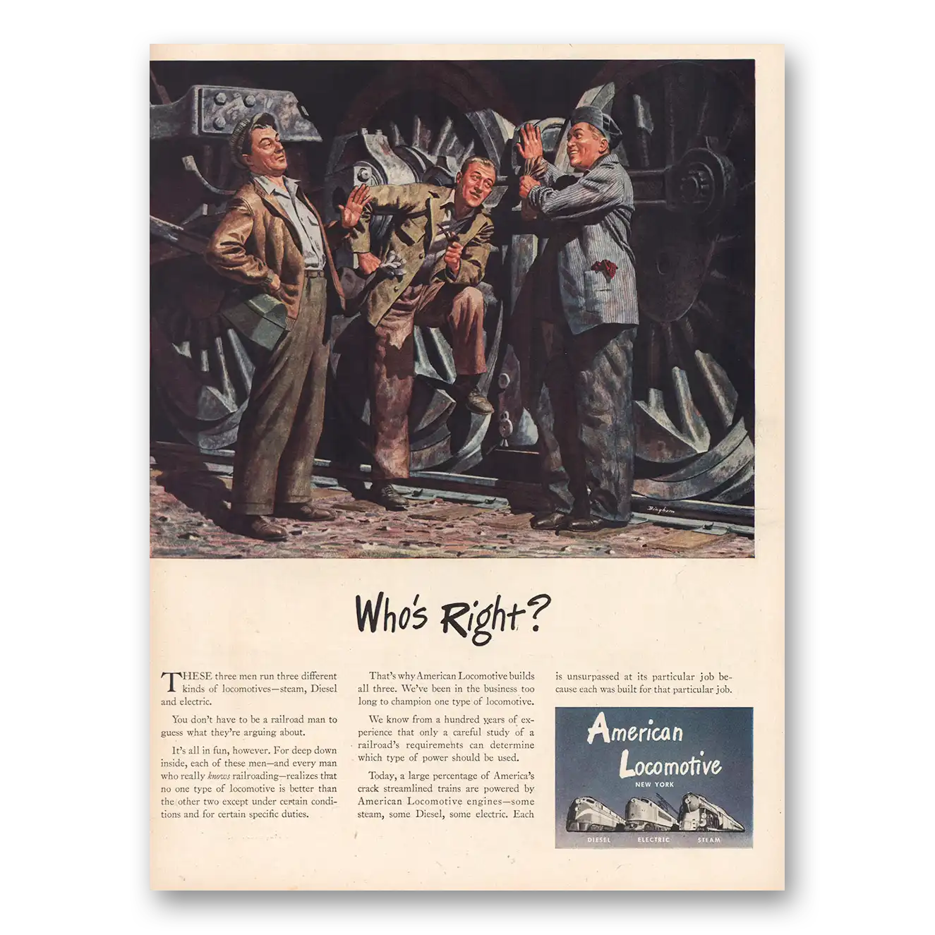 1944 American Locomotive Whos Right Vintage Magazine Print Ad