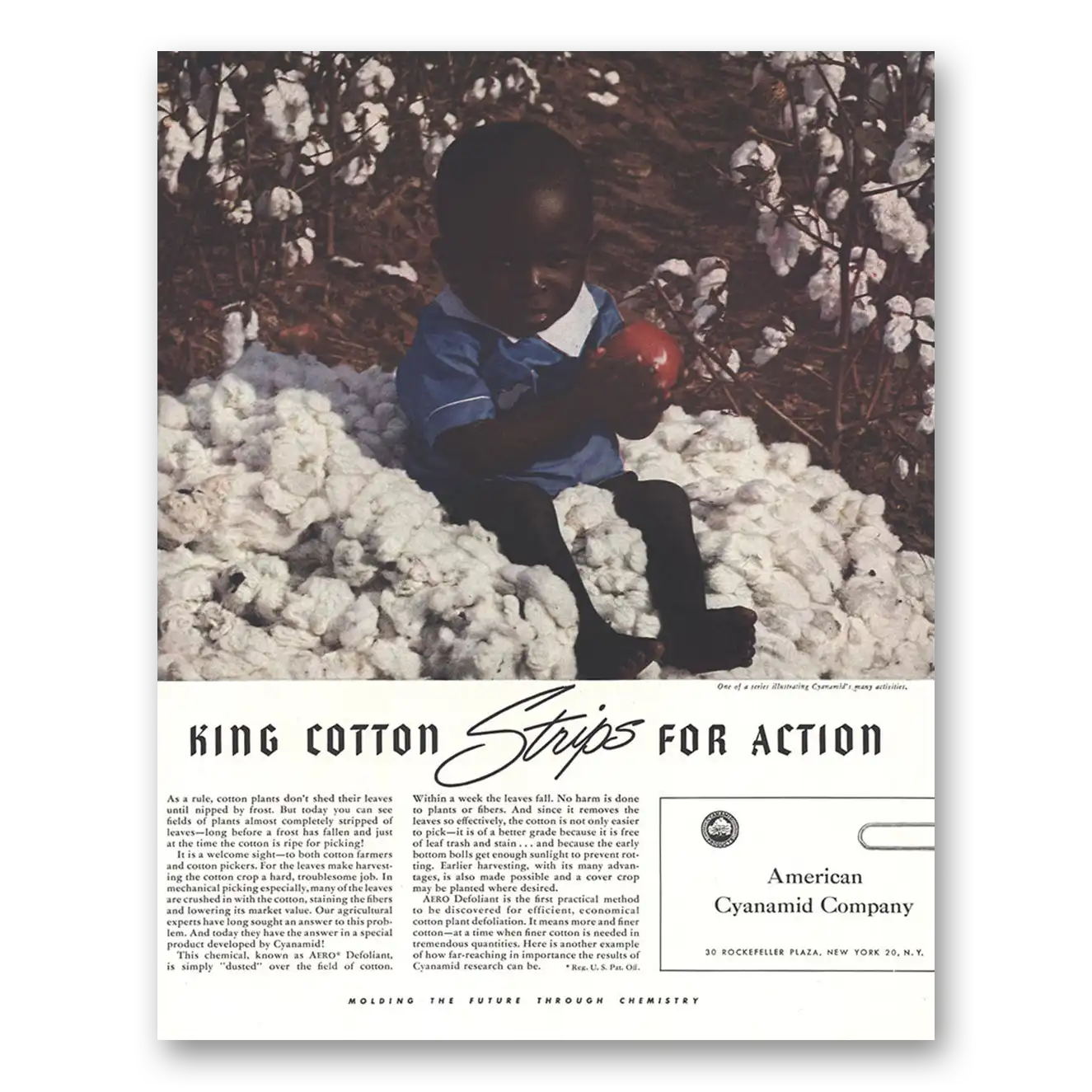 1944 American Cyanamid King Cotton Strips For Action Vintage Magazine Print Ad