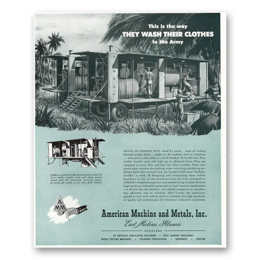 1944 American Machine and Metals They Wash Their Clothes In the Army Vintage Magazine Print Ad