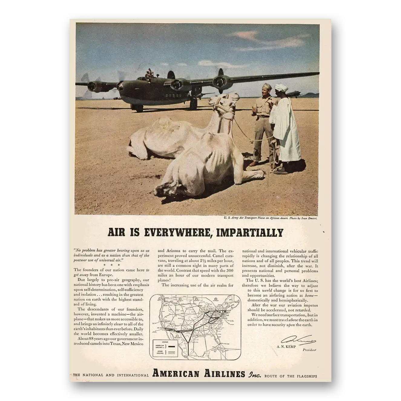 1944 American Airlines African Desert Air is Everywhere Vintage Magazine Print Ad