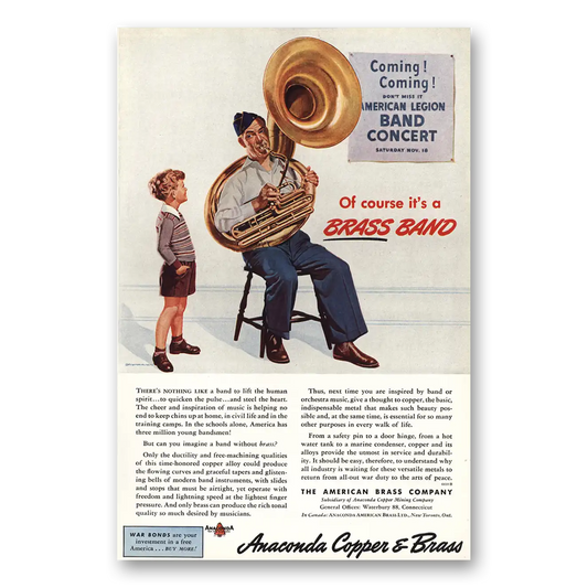 1944 Anaconda American Legion Band Concert Vintage Magazine Print Ad