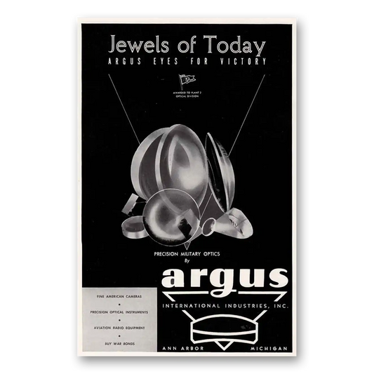 1944 Argus Jewels of Today Argus Eyes for Victory Vintage Magazine Print Ad