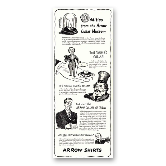 1944 Arrow Shirts Oddities From the Arrow Collar Museum Vintage Magazine Print Ad