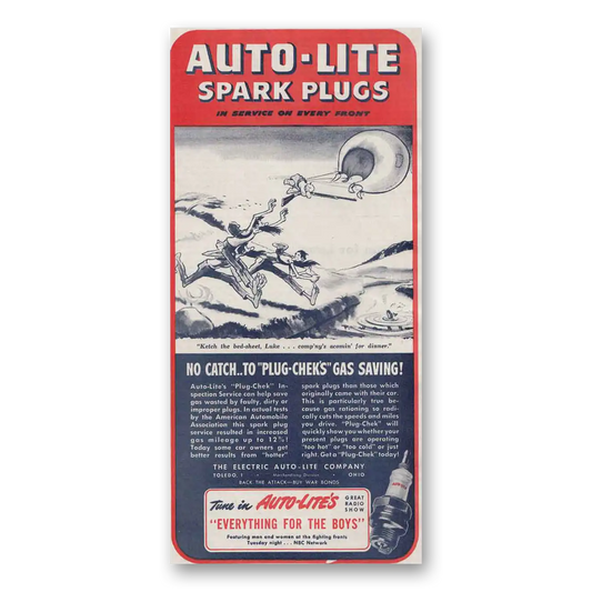 1944 Autolite Spark Plugs Plug Chek's Gas Saving Vintage Magazine Print Ad