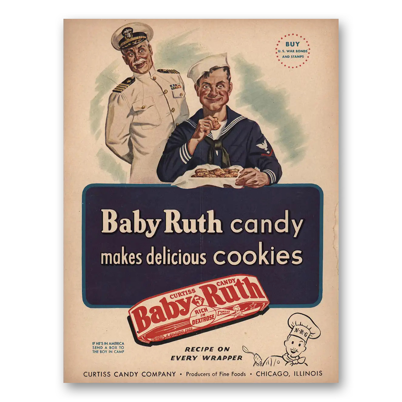 1944 Baby Ruth Makes Delicious Cookies Vintage Magazine Print Ad