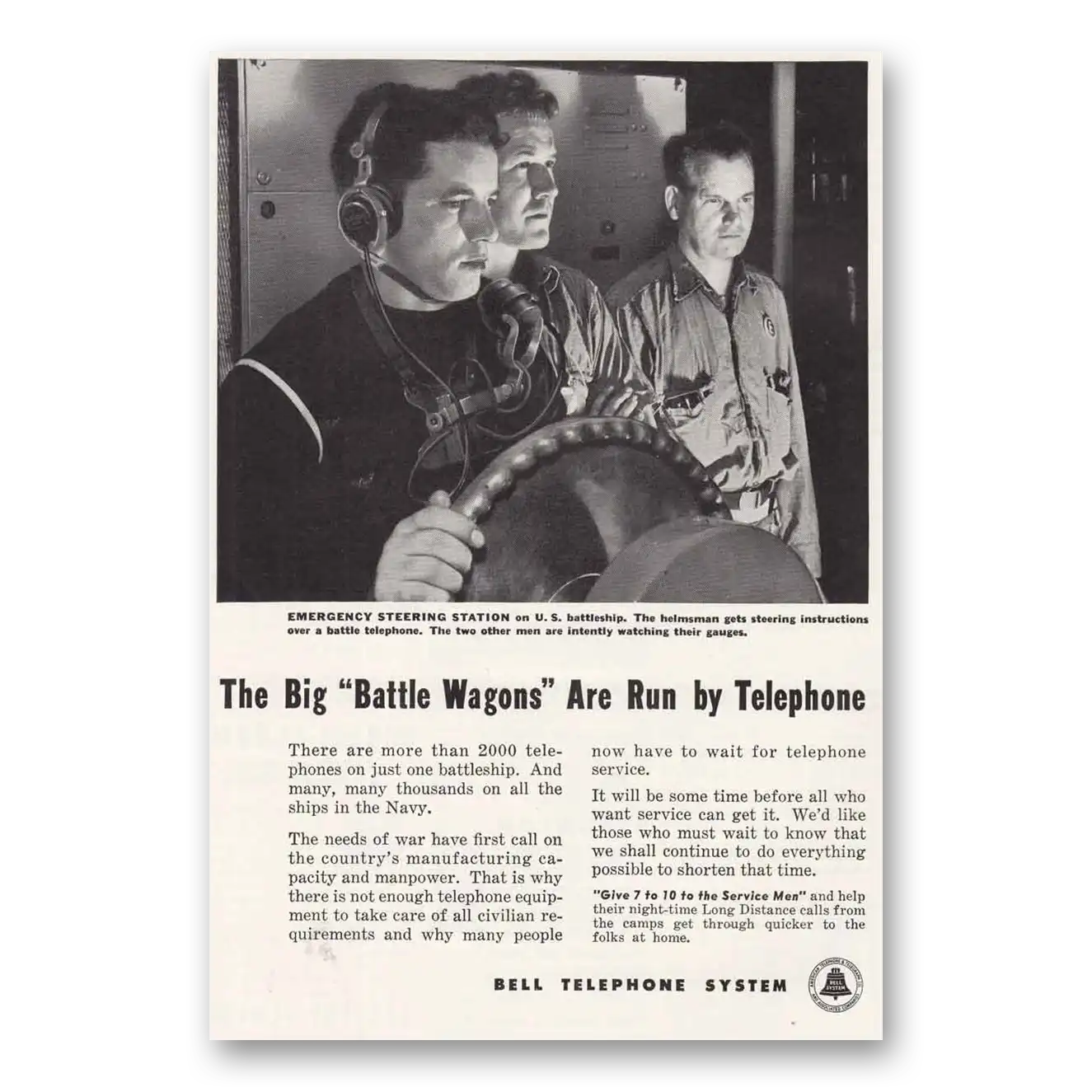 1944 Bell Telephone Big Battle Wagons Vintage Magazine Print Ad