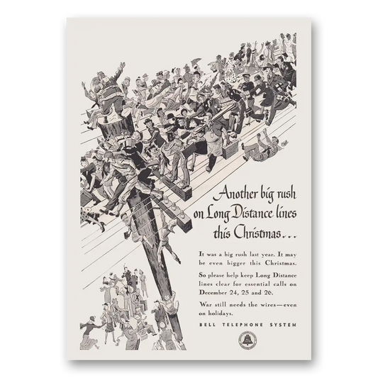 1944 Bell Telephone Another Big Rush on Long Distance Lines This Christmas Vintage Magazine Print Ad