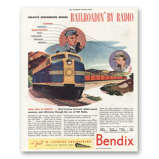 1944 Bendix Radio Railroadin By Radio Vintage Magazine Print Ad