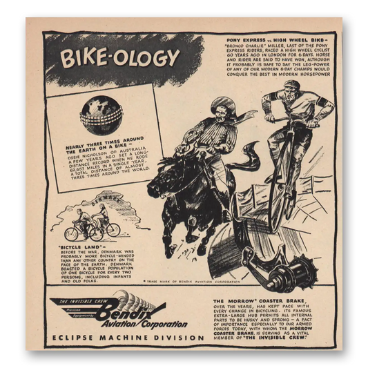 1944 Bendix Aviation Bike Ology Vintage Magazine Print Ad