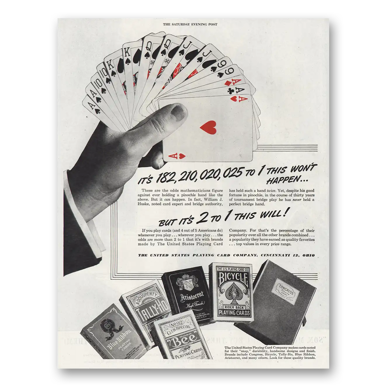 1944 Bicycle Playing Cards This Wont Happen Vintage Magazine Print Ad