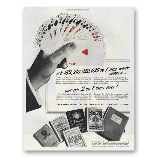 1944 Bicycle Playing Cards This Wont Happen Vintage Magazine Print Ad