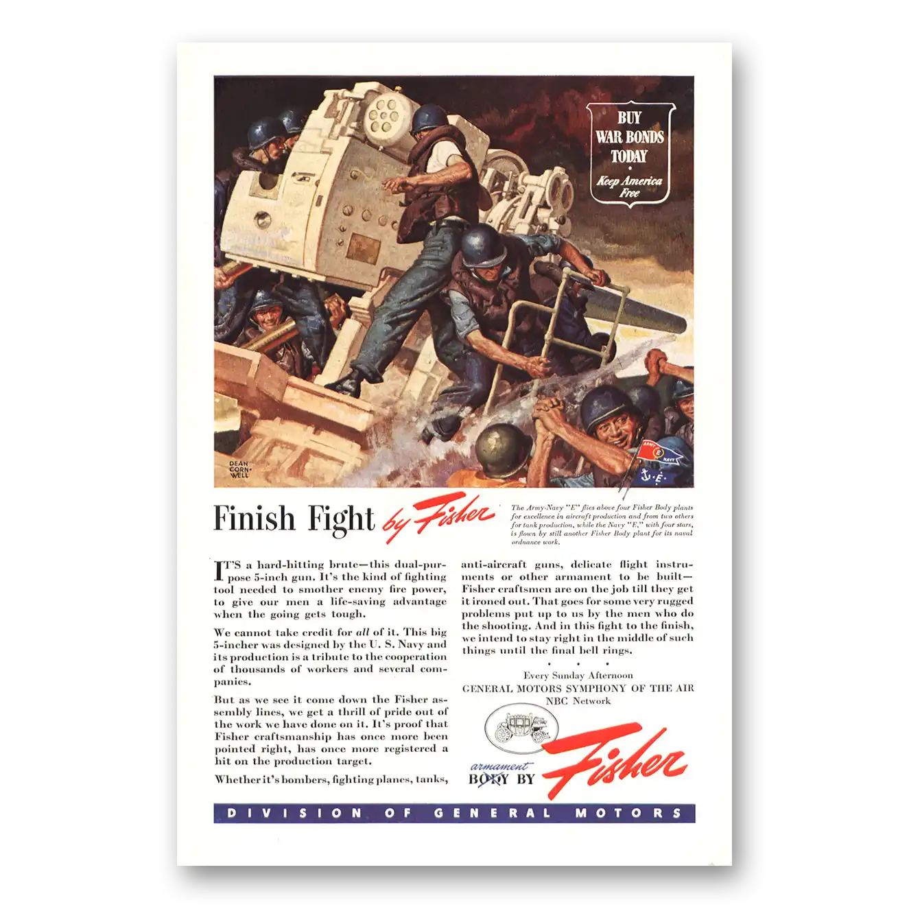 1944 Body by Fisher Finish Fight Vintage Magazine Print Ad