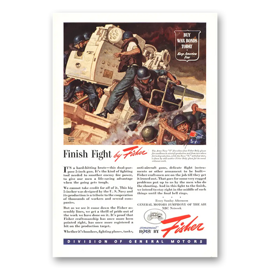 1944 Body by Fisher Finish Fight Vintage Magazine Print Ad