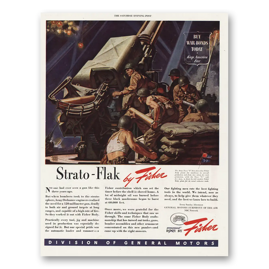 1944 Body by Fisher Strato Flak Vintage Magazine Print Ad