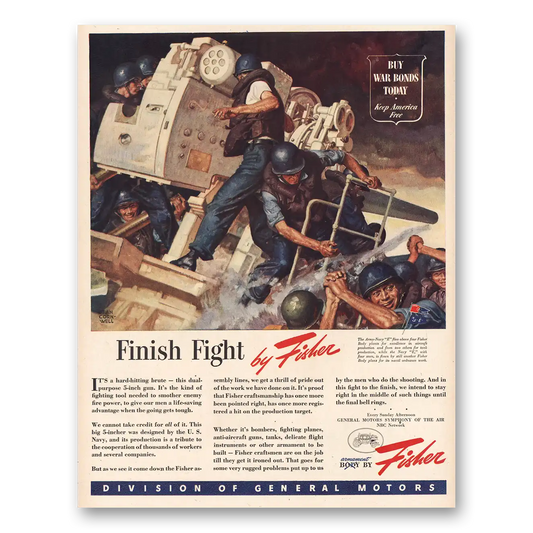 1944 Body by Fisher Finish Fight Vintage Magazine Print Ad