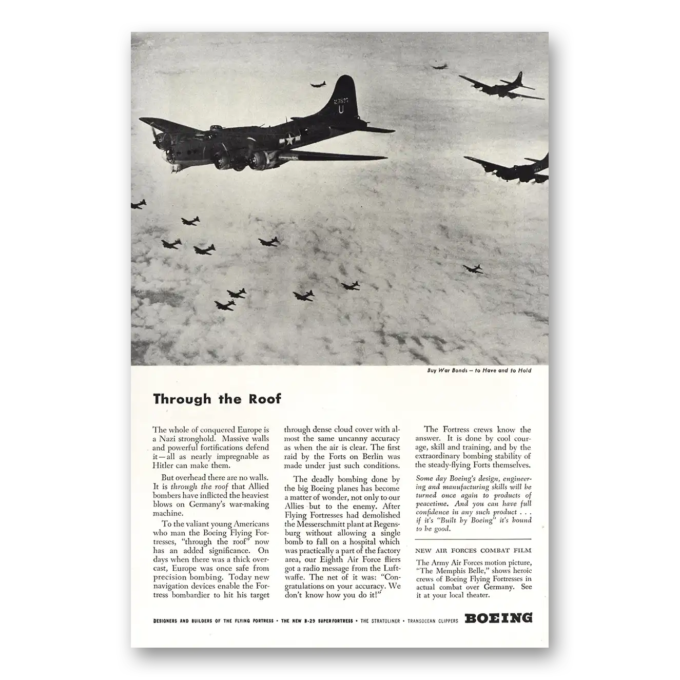 1944 Boeing Superfortress Through the Roof Vintage Magazine Print Ad