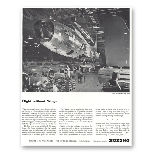 1944 Boeing Flying Fortress Flight Without Wings Flying Fortress Vintage Magazine Print Ad