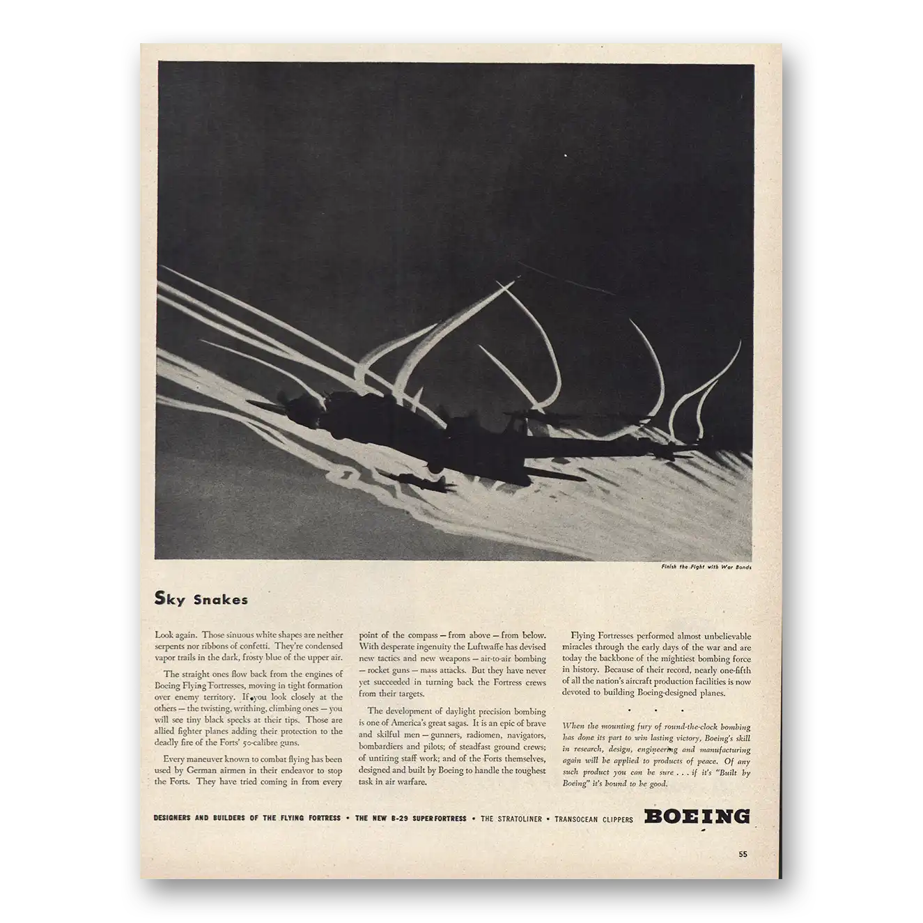 1944 Boeing Sky Snakes Vintage Magazine Print Ad