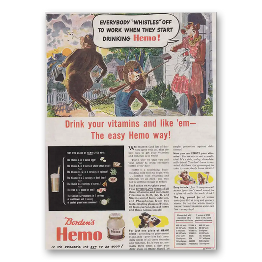 1944 Bordens Hemo Everybody Whistles Vintage Magazine Print Ad