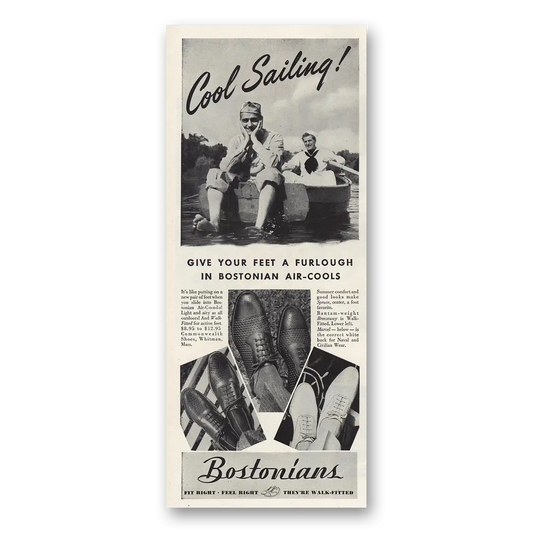 1944 Bostonian Shoes Cool Sailing Vintage Magazine Print Ad