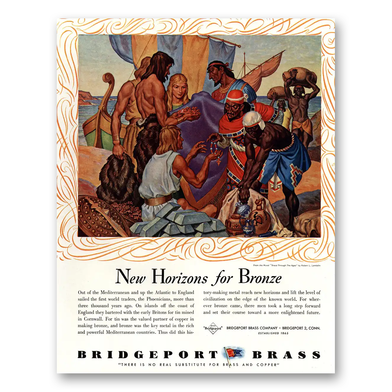 1944 Bridgeport Brass New Horizons for Bronze Vintage Magazine Print Ad