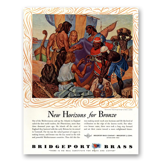 1944 Bridgeport Brass New Horizons for Bronze Vintage Magazine Print Ad