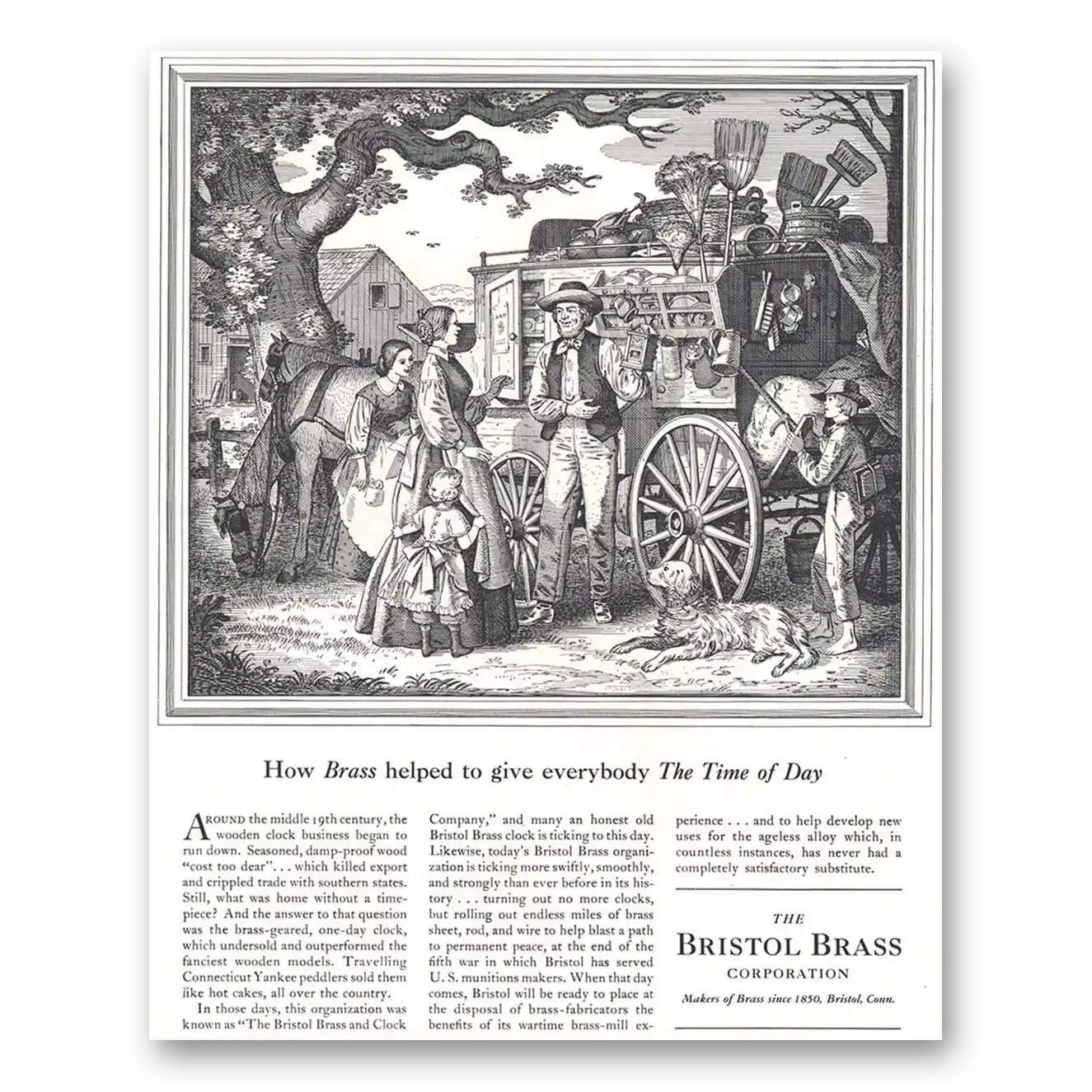 1944 Bristol Brass Give Everybody the Time of Day Vintage Magazine Print Ad