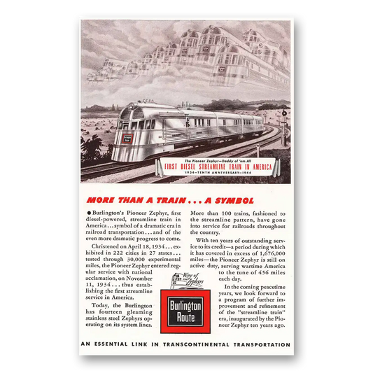 1944 Burlington Route More Than a Train Vintage Magazine Print Ad