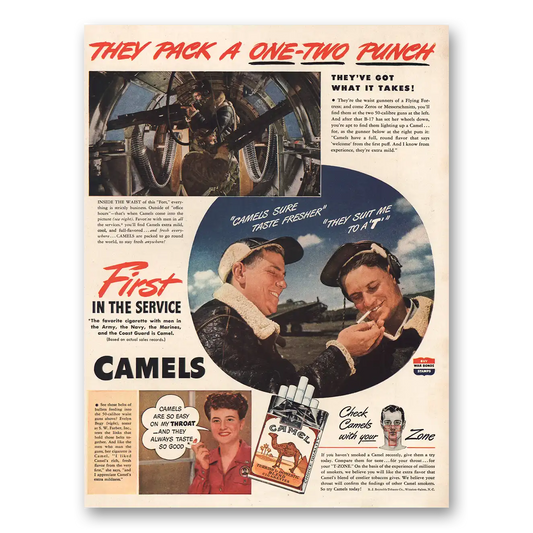 1944 Camel Cigarettes United Airlines Vintage Magazine Print Ad