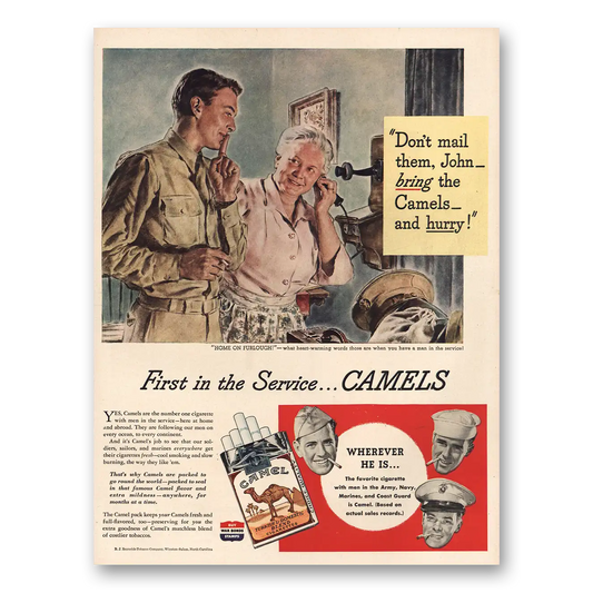 1944 Camel Cigarettes Don’t Mail Them John Vintage Magazine Print Ad