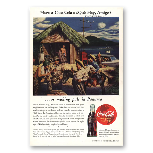 1944 Coca Cola Que Hay Amigo Panama Vintage Magazine Print Ad